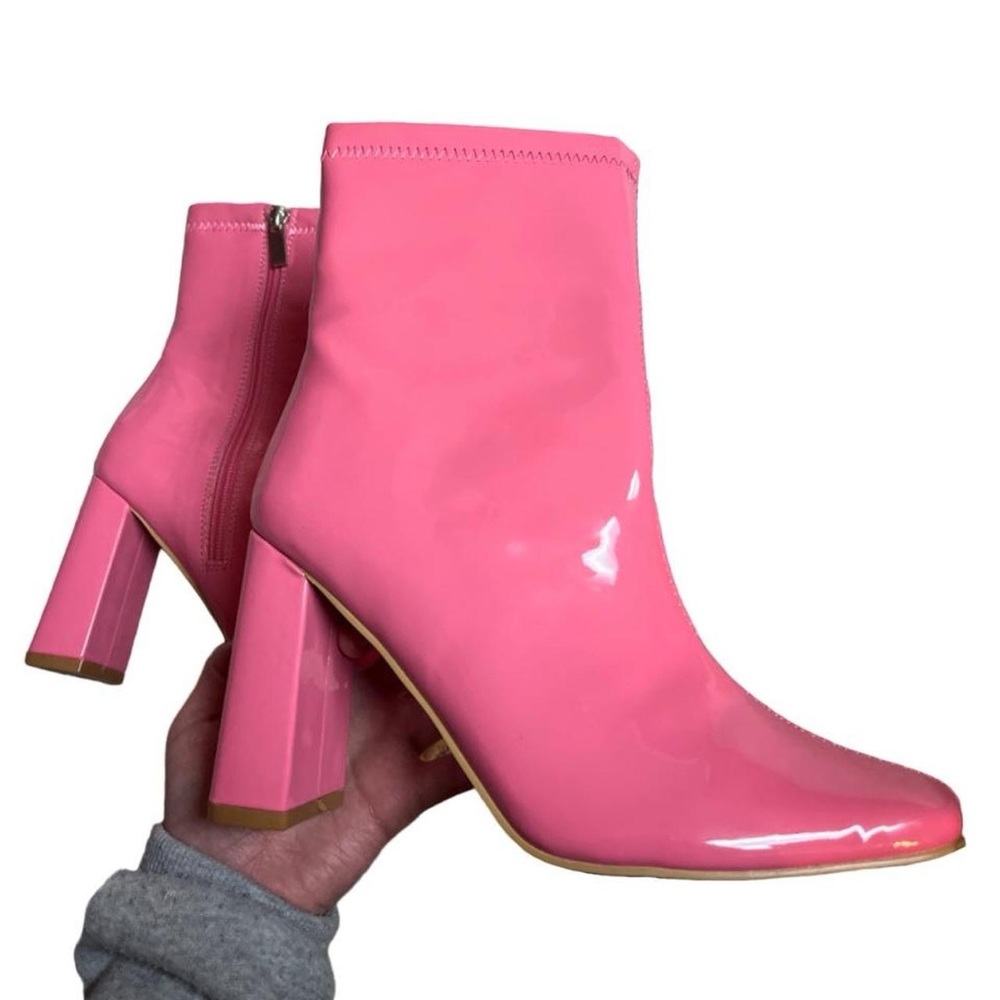 NEW Barbie Pink Patent Leather 6 inch Heeled Boots | Size 6.5